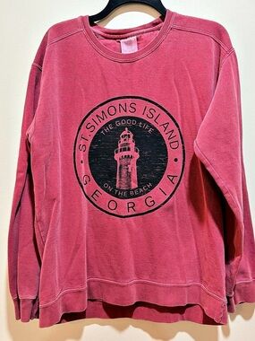 Comfort Colors Pigment-Dyed Crewneck Sweatshirt Pink/Rose~Medium~St. Simons Isla